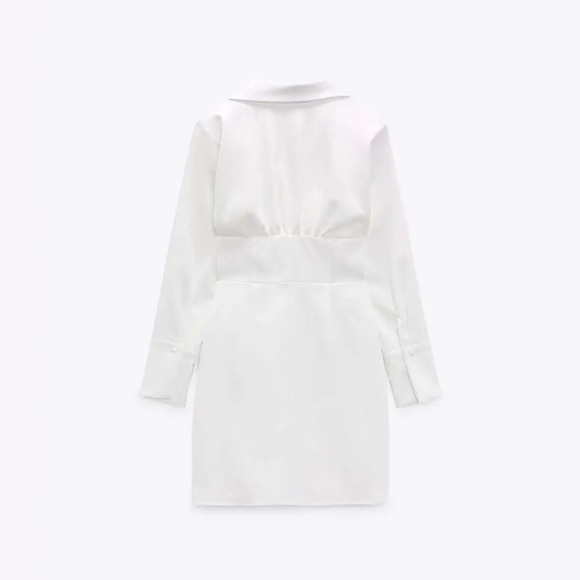 Zara white dress wedding bridal shower corset mini long sleeve - Picture 6 of 9